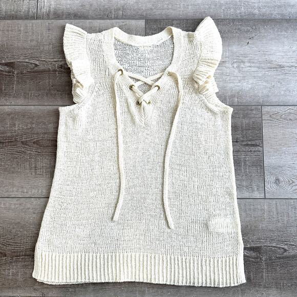 Michael Kors Women's Sleeveless Open Knit Top Size M Minimalist Classic Preppy - Picture 1 of 7